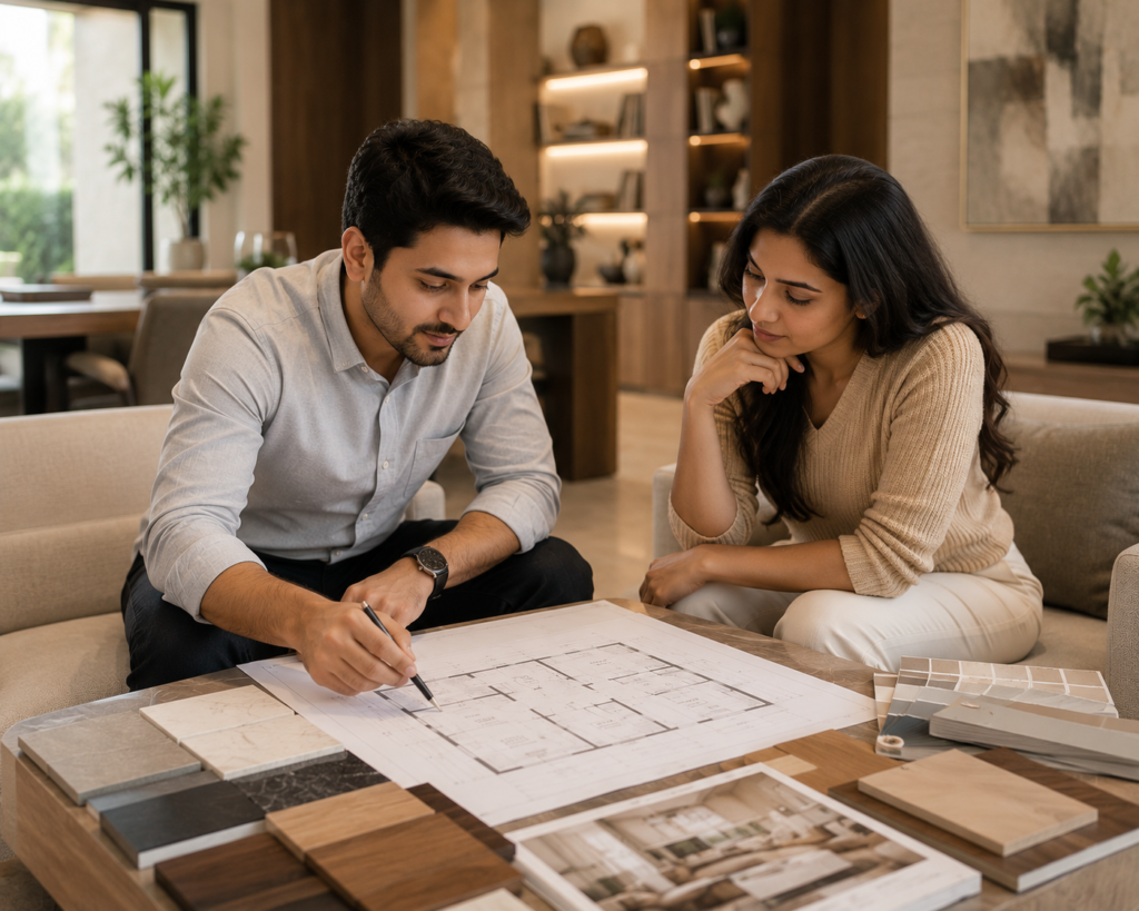 Interior designer planning a residential project in Assam
