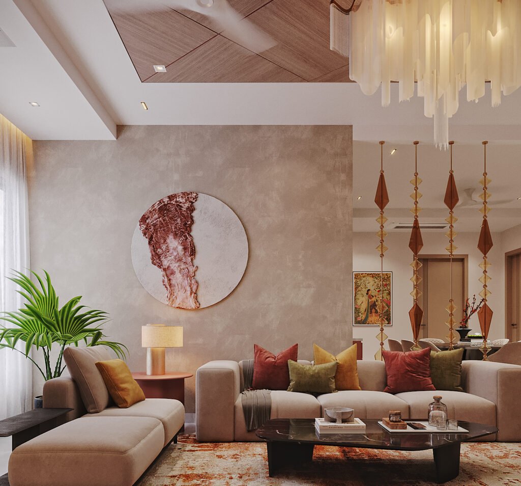 Interior Designer in Guwahati: The Complete Guide to Designing Beautiful Homes & Commercial Spaces 4 Elegant living room designed with layered lighting and custom furniture in Guwahati