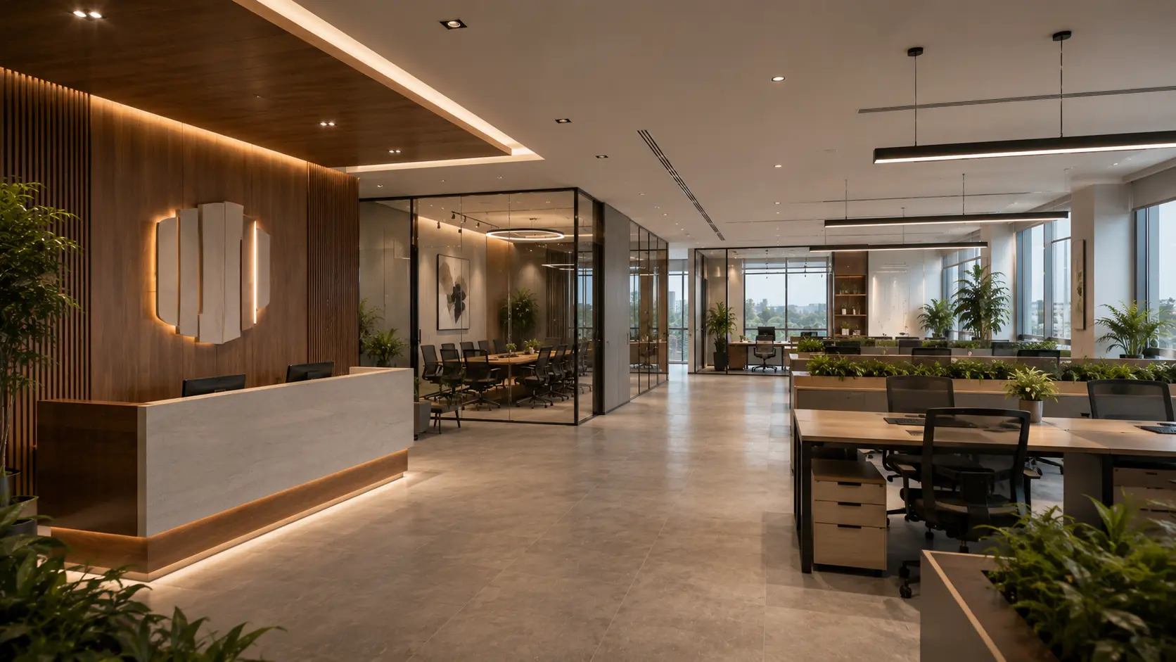 Office Interior Designer in Guwahati creating a modern professional corporate workspace