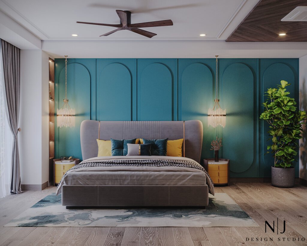 Contemporary bedroom styled by a residential interior decorator in Guwahati