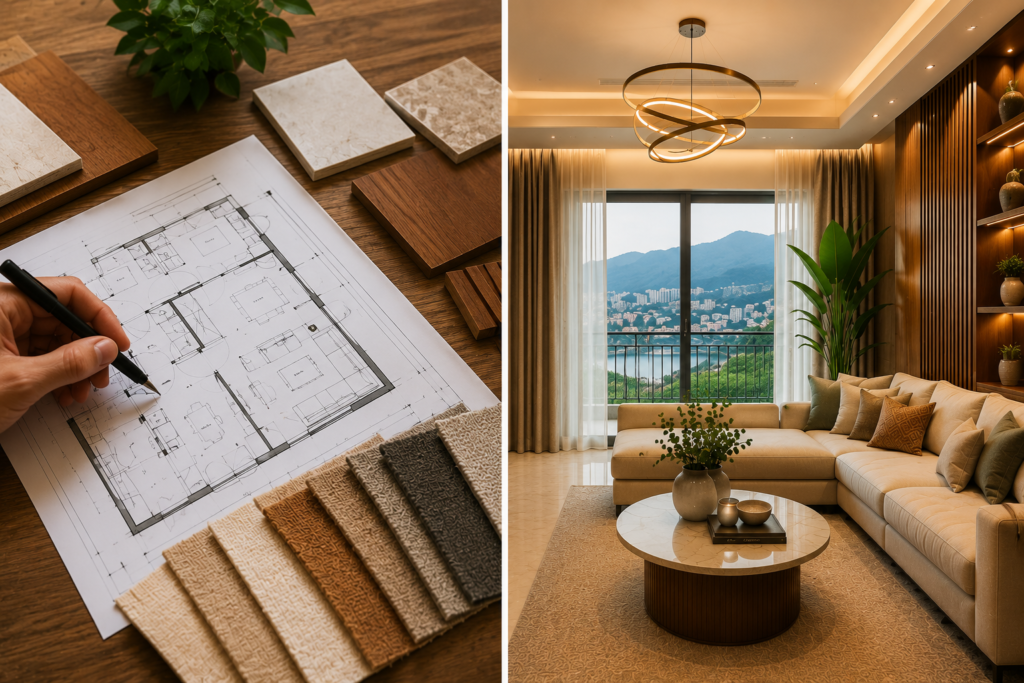 Modern luxury interior transformation before and after